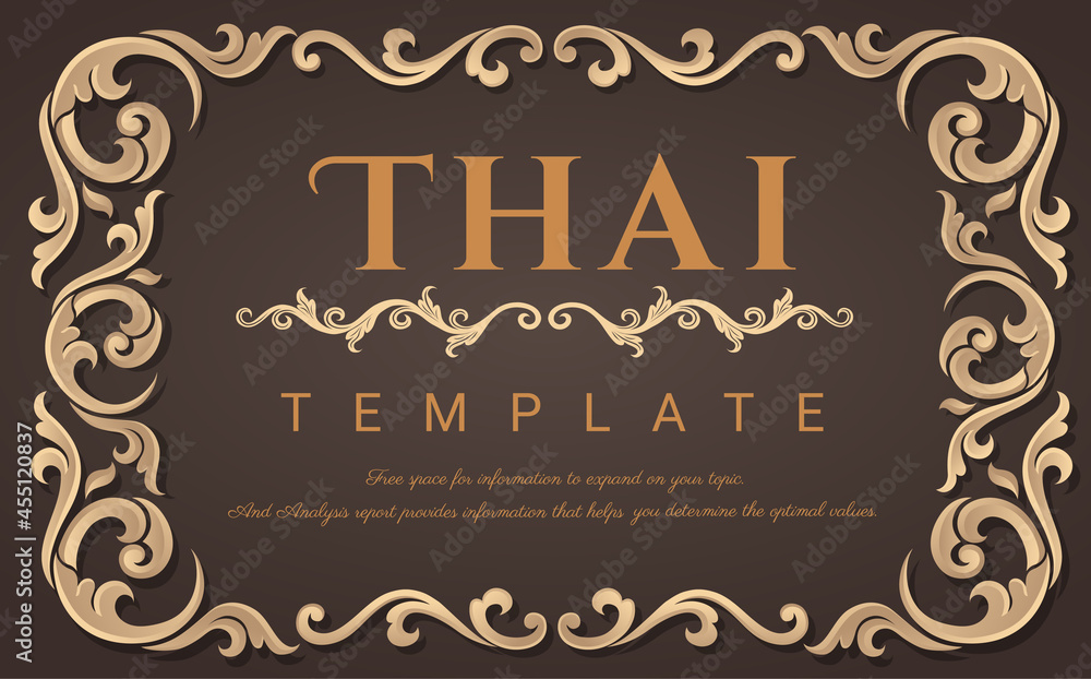Decorative  vintage frame for invitations, frames, menus, labels and websites. Elegant vector element Eastern style, place for text. Thai traditional