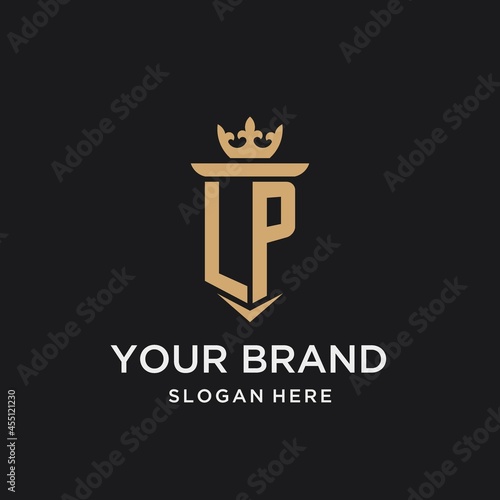 LP monogram with medieval style, luxury and elegant initial logo design