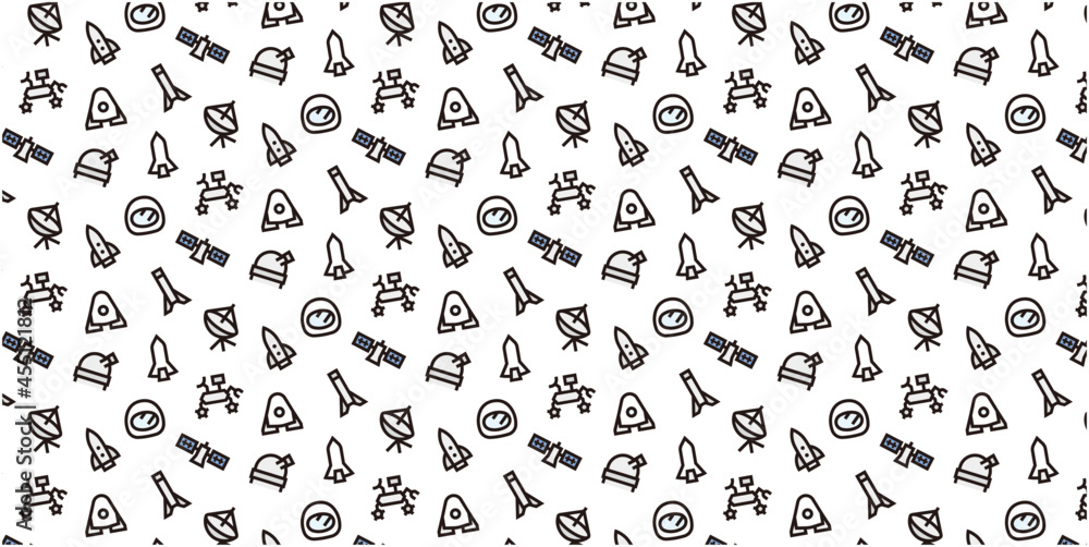Space icon pattern background for website or wrapping paper (Color icon version)