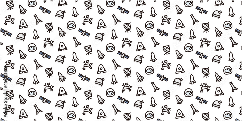 Fototapeta premium Space icon pattern background for website or wrapping paper (Color icon version)