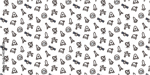 Space icon pattern background for website or wrapping paper (Color icon version)