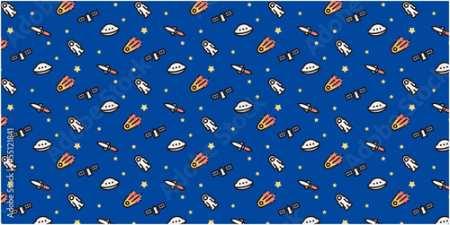 Space icon pattern background for website or wrapping paper (Outer space background version)
