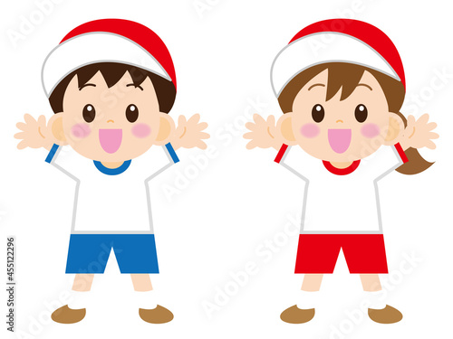 体操着の子どものイラスト素材＿ベクター