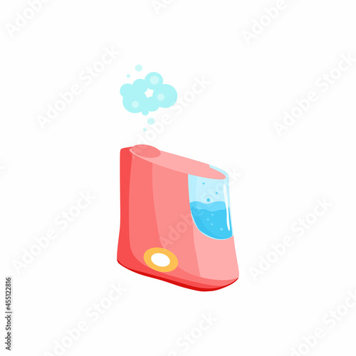 An air humidifier. A system for humidifying dry air in the room. Cartoon vector illustration.