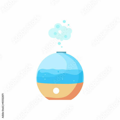 An air humidifier. A system for humidifying dry air in the room. Cartoon vector illustration.