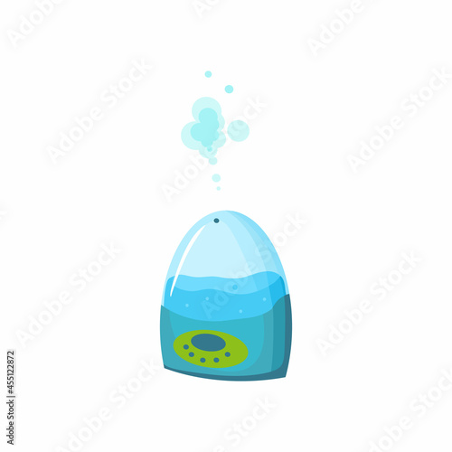An air humidifier. A system for humidifying dry air in the room. Cartoon vector illustration.