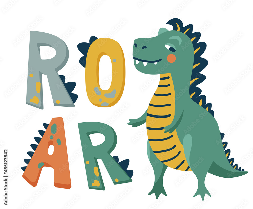 ARTE DIGITAL PARA POSTER/QUADRO - DINOSSAUROS CUTE / ROAR