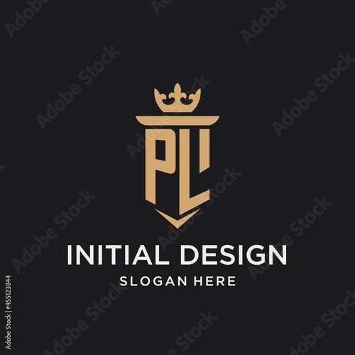 PL monogram with medieval style, luxury and elegant initial logo design