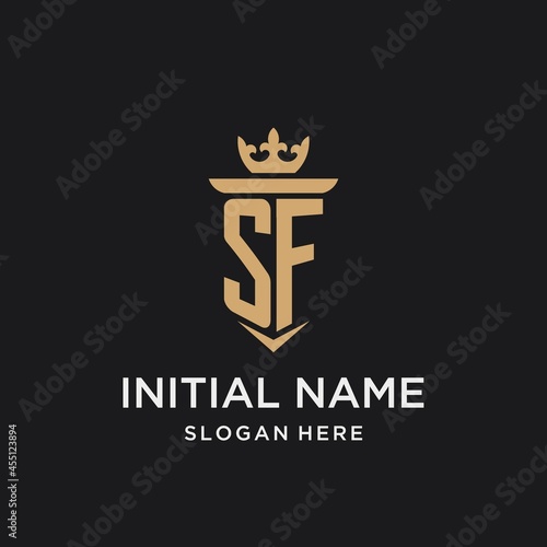 SF monogram with medieval style, luxury and elegant initial logo design