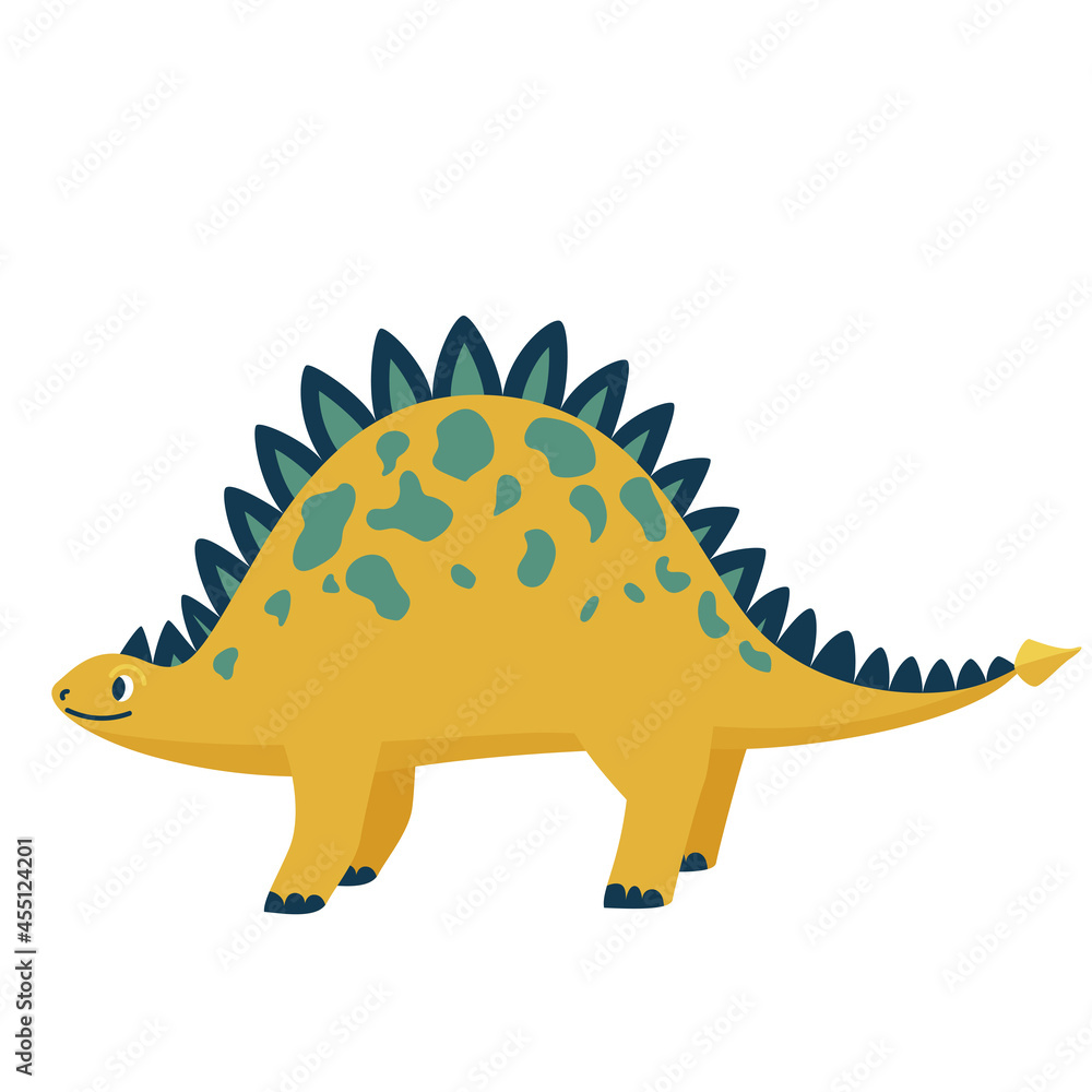 Cute baby dinosaur stegosaurus isolated on white background. Kid character dino monster for cool nursery prints Cute baby dinosaur stegosaurus isolated on white background. Kid character dino monster for cool nursery prints