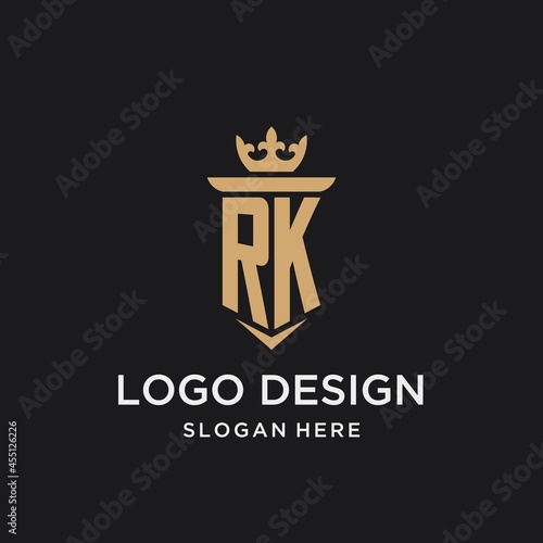 RK monogram with medieval style, luxury and elegant initial logo design