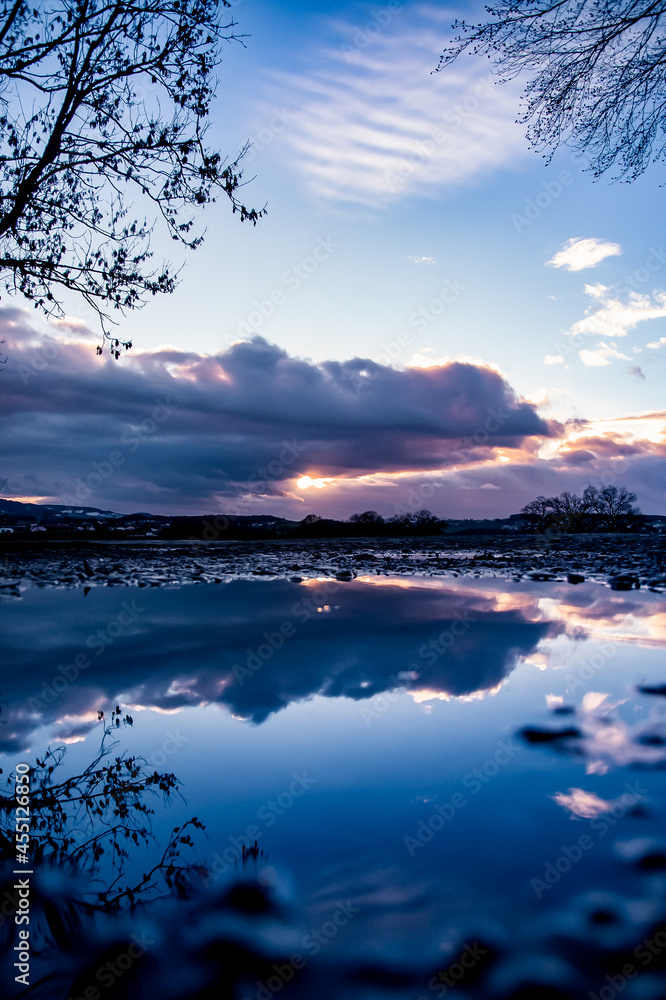 sunset over the puddle
