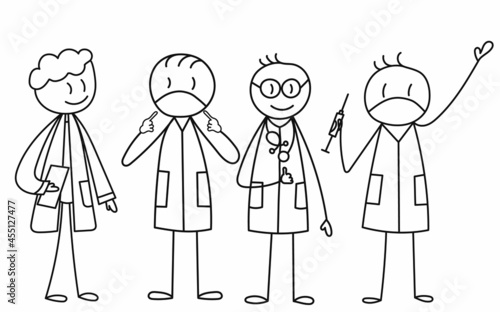 isolated, stick figure, doctors rejoice