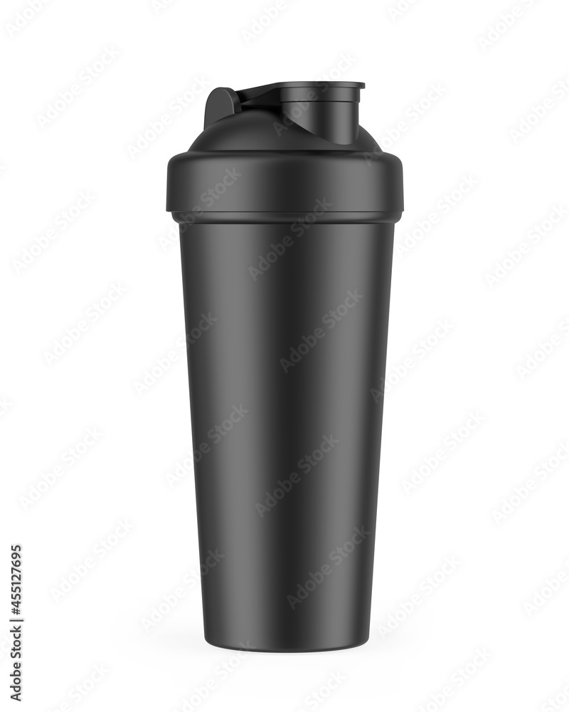 Blank white plastic shaker bottle with flip lid for mock up and template design. 3d render illustration . Blank white plastic shaker bottle with flip lid for mock up and template design. 3d render illustration .