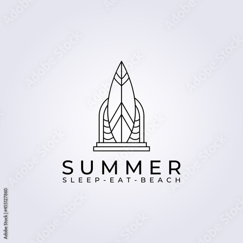 surfer surfing ocean badge logo vector illustration design line art graphic