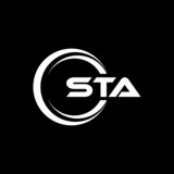 STA letter logo design with black background in illustrator, vector logo modern alphabet font overlap style. calligraphy designs for logo, Poster, Invitation, etc.