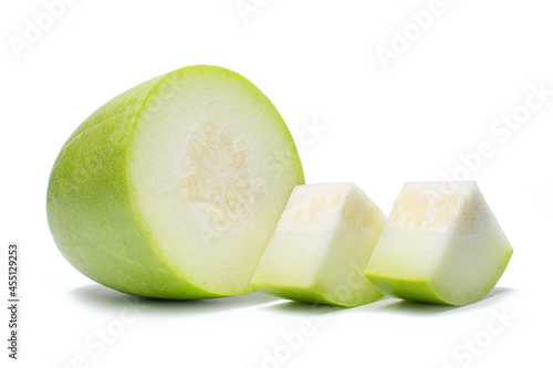 Winter melon, White gourd, Winter gourd, Ash gourd, tallow gourd, ash pumpkin, on white background photo