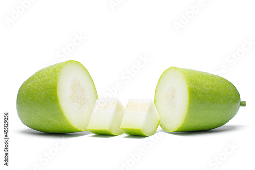 Winter melon, White gourd, Winter gourd, Ash gourd, tallow gourd, ash pumpkin, on white background