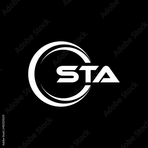 Print op canvas STA letter logo design with black background in illustrator, vector logo modern alphabet font overlap style