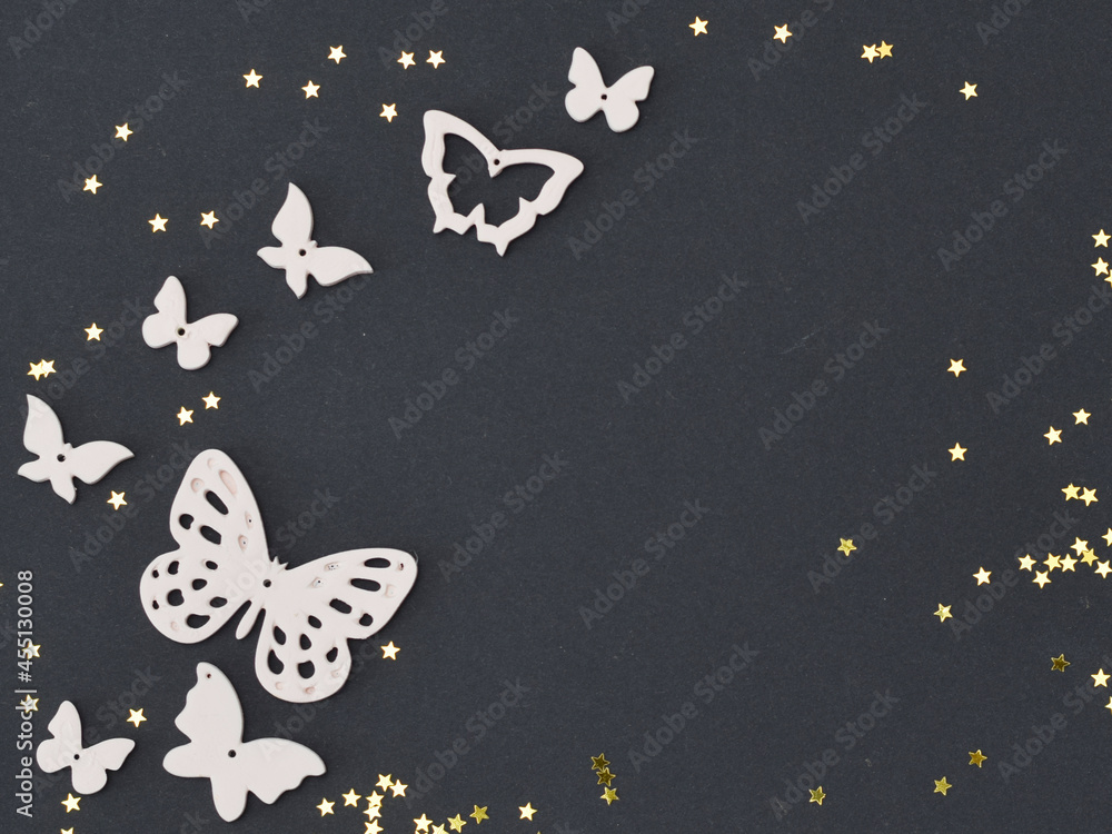 Variety of Butterflies Image in flatlay style. butterfly background
