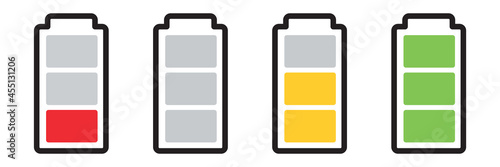 Battery indicator icons vector icon battery charge level power powerful full fun power running low full battery status set logo charge level empty bar loading gadgets alkaline tags	