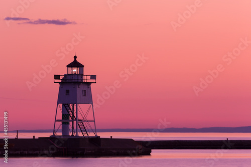 Grand Marais Lighthouse After Sunset On Lake Superior