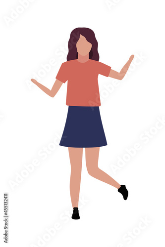 Girl dancing at club semi flat color vector character. Posing figure. Full body person on white. Nightclub visit isolated modern cartoon style illustration for graphic design and animation