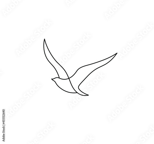 Vector isolated one line single line seagull drawn symbol