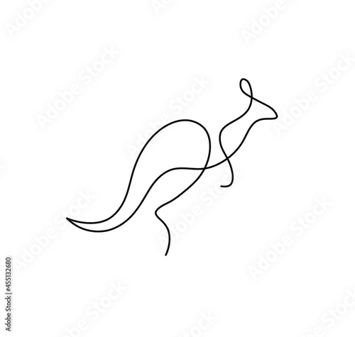 Vector isolated one line kangaroo single line drawing. Kangaroo graphic symbol icon logotype symbol