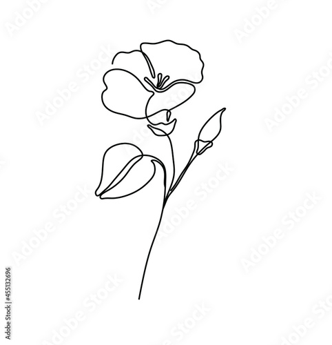 Vector isolated simple tiny one line single line morning glory flower. Single line small minimal flower tattoo.