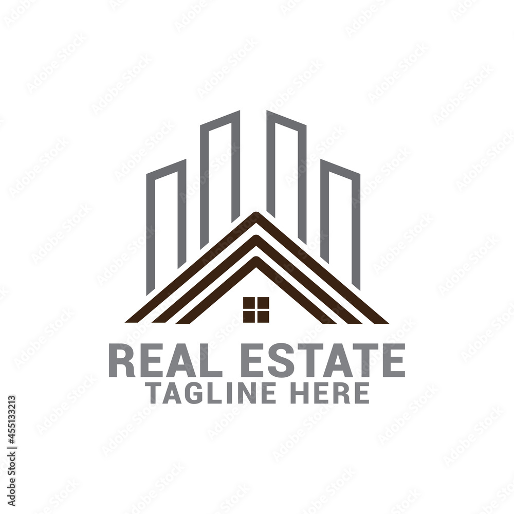Fototapeta premium Abstract building structure logo design real estate, architecture, construction.