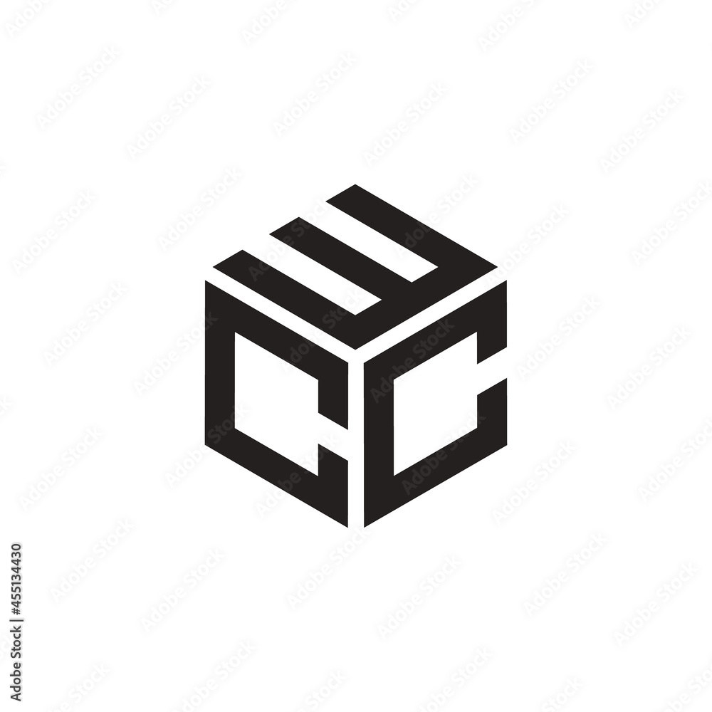 Hexagon logo with the letters WCC design Hexagon logo with the letters WCC design