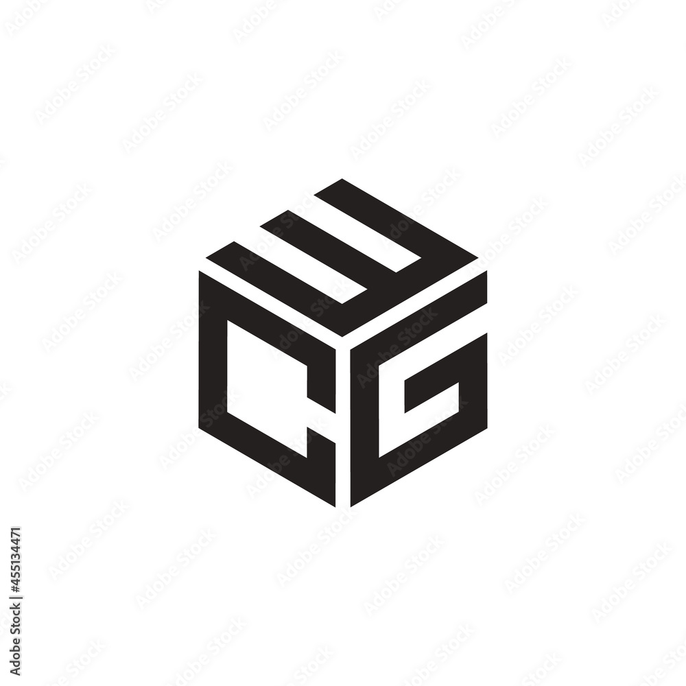 Hexagon logo with the letters WCG design Hexagon logo with the letters WCG design