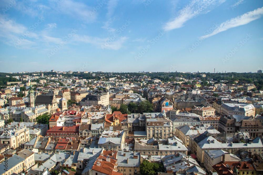 View over Lviv from the Lviv City Hall observation tower, Ukraine