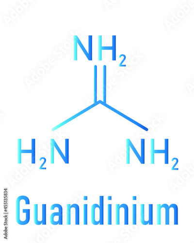 Guanidinium cation skeletal formula. Protonated form of guanidine.  photo