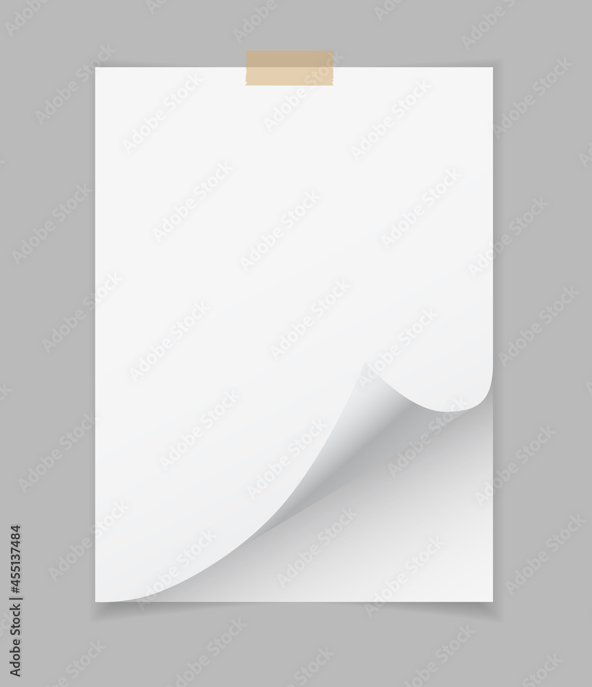 blank note paper page curled corner with sticker tape blank note paper page curled corner with sticker tape