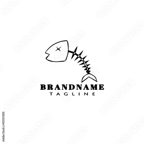 fish bone logo cartoon design template icon black isolated vector
