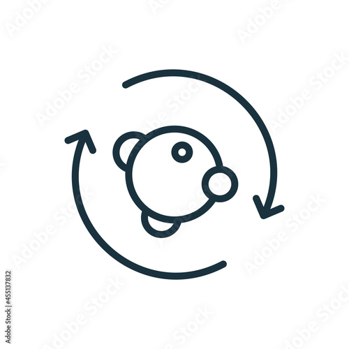 Process of Metabolism, Symbiosis Line Icon. Element of Bio Science Engineering Linear Pictogram. Circle and Molecule Metabolism Concept Outline Icon. Editable Stroke. Isolated Vector Illustration