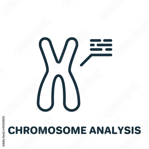 Chromosome Analysis Line Icon. X and Y Chromosome Research Linear Pictogram. Biology Test of XY Chromosome Outline Icon. Editable Stroke. Isolated Vector Illustration photo