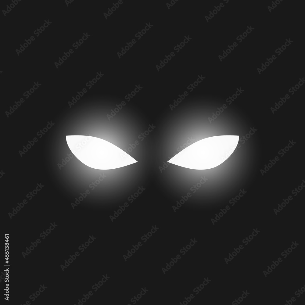 Vector illustration of glowing white eyes in the dark. Stock Vector Adobe Stock