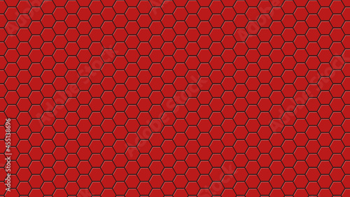 Vector illustration of red hexagon background. Technology pattern.