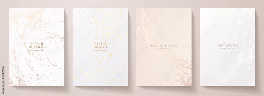 Contemporary cover design set. Creative art pattern with splash, paint drop (spot) on white background. Artistic vector collection for notebook, flyer template, grunge poster, cosmetic product - obrazy, fototapety, plakaty 