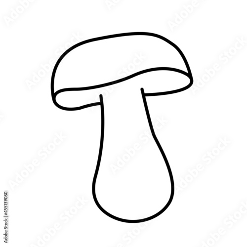 Line icon of boletus forest mushroom. Boletus edulis, cep, penny bun or porcini mushroom. Vector Illustration 