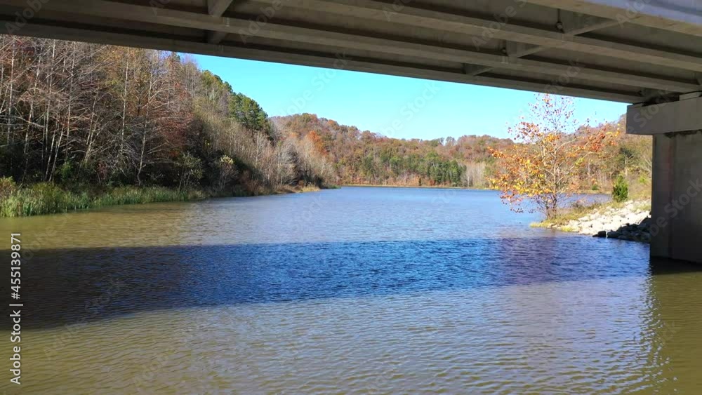 fall colors surrounding lake with drone fall colors surrounding lake with drone