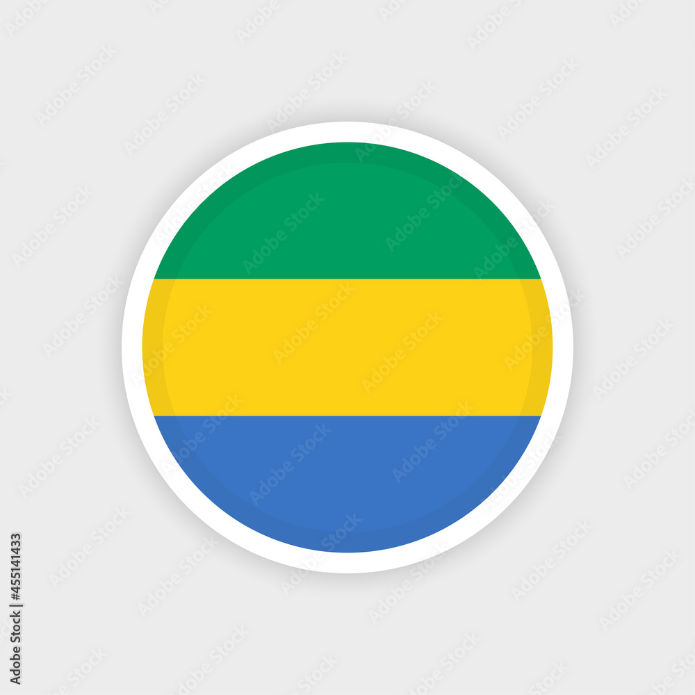 Flag of Gabon with circle frame and white background Flag of Gabon with circle frame and white background