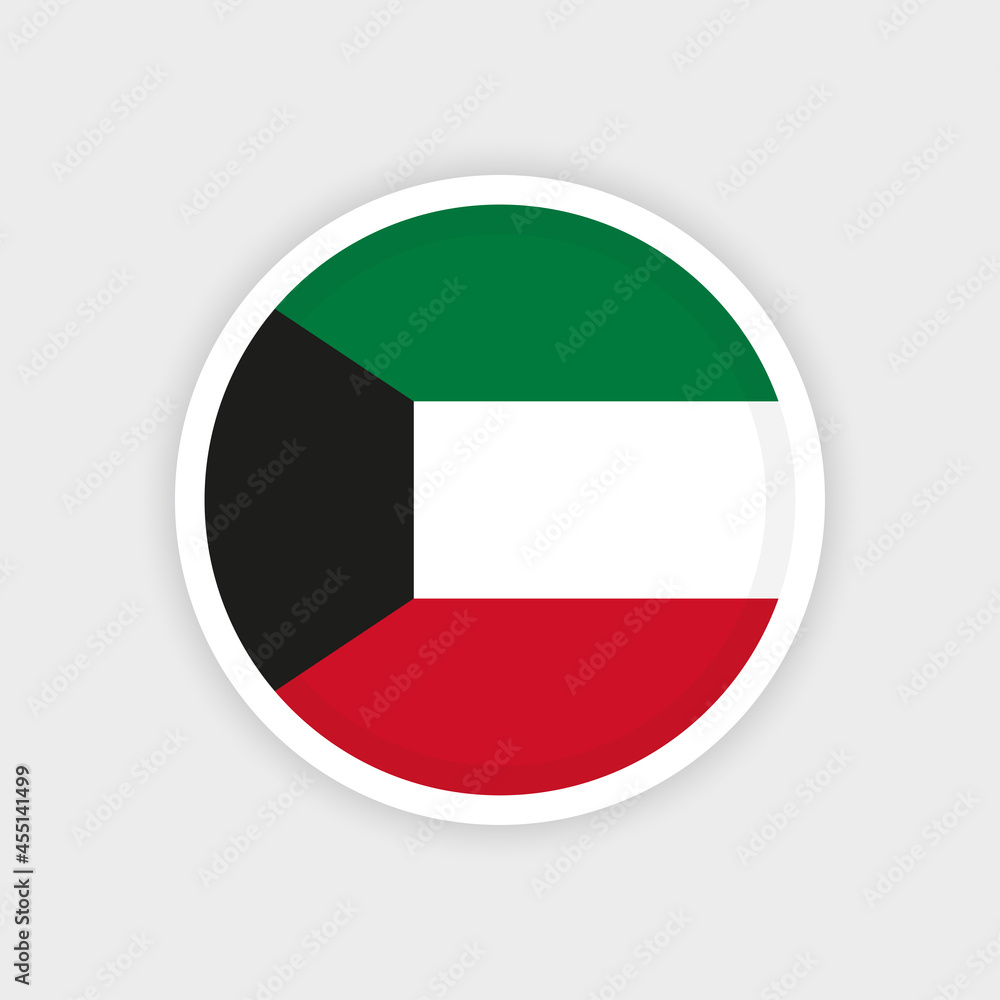 Flag of Kuwait with circle frame and white background Flag of Kuwait with circle frame and white background