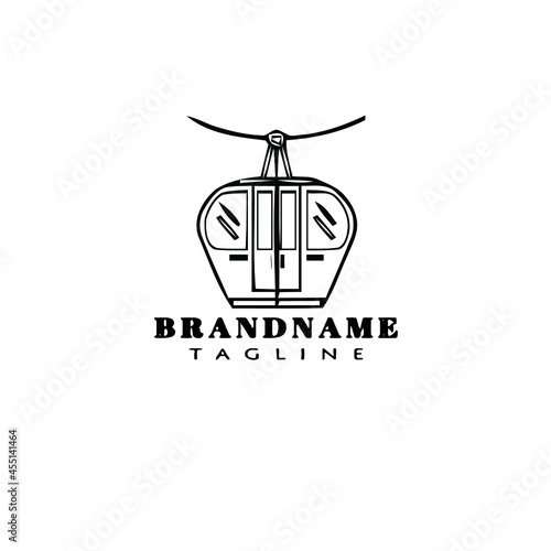 cable car logo cartoon design template icon black vector illustration