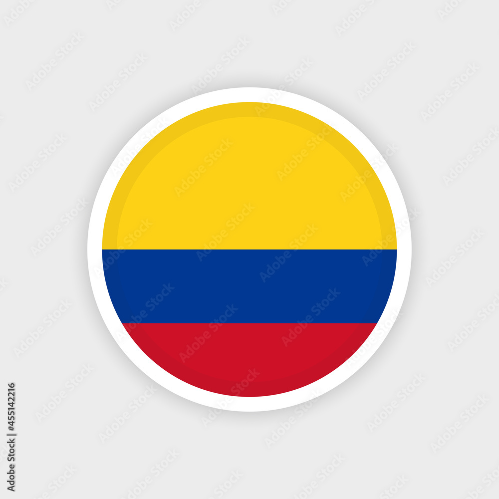 Flag of Colombia with circle frame and white background Flag of Colombia with circle frame and white background
