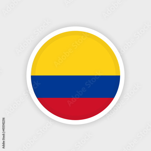 Flag of Colombia with circle frame and white background