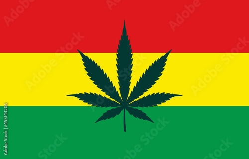 Cannabis leaf vector red yellow green colors flag Marijuana legalize Medicine cannabis Hash ganja rasta indica sativa